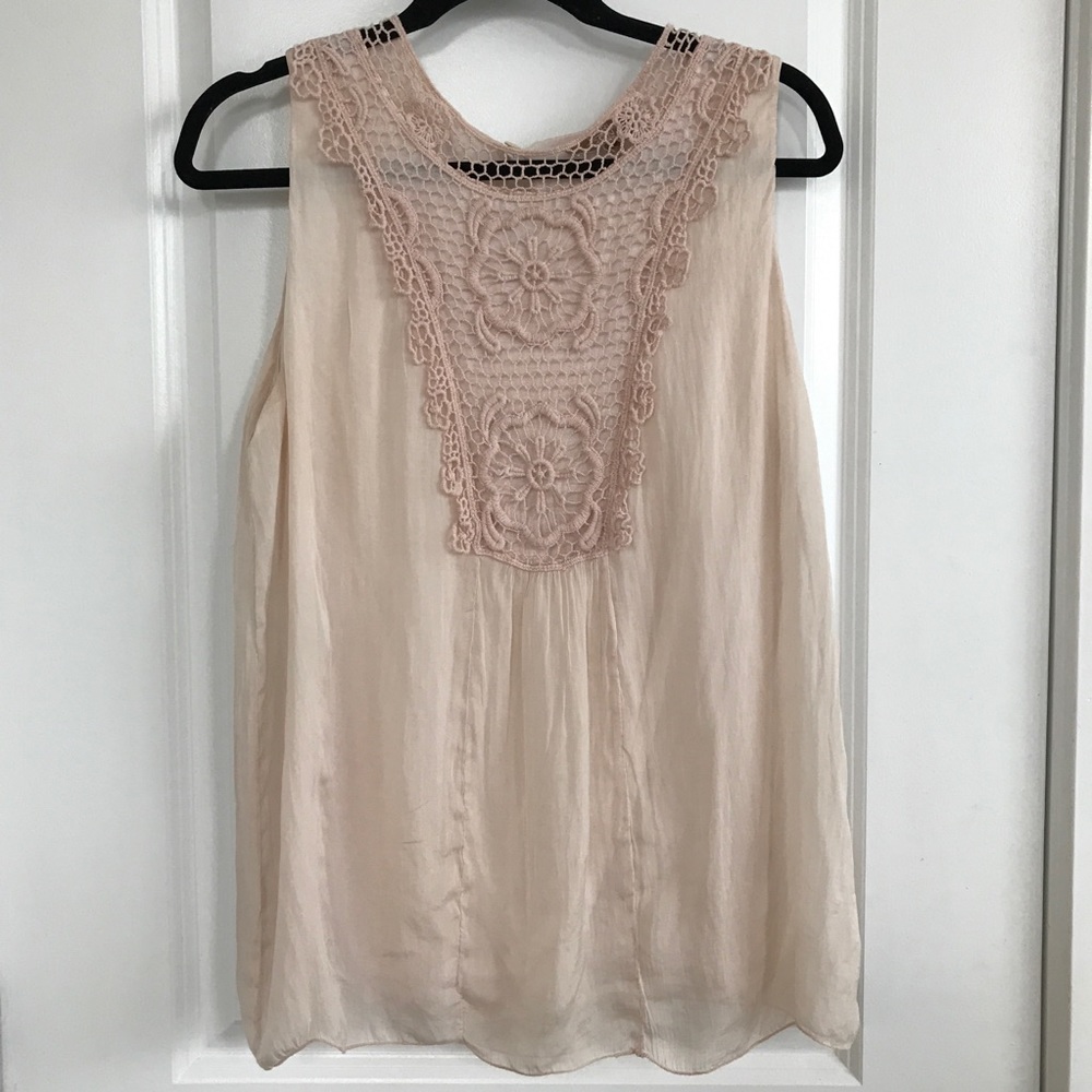 Blush Lace Silk Tank
